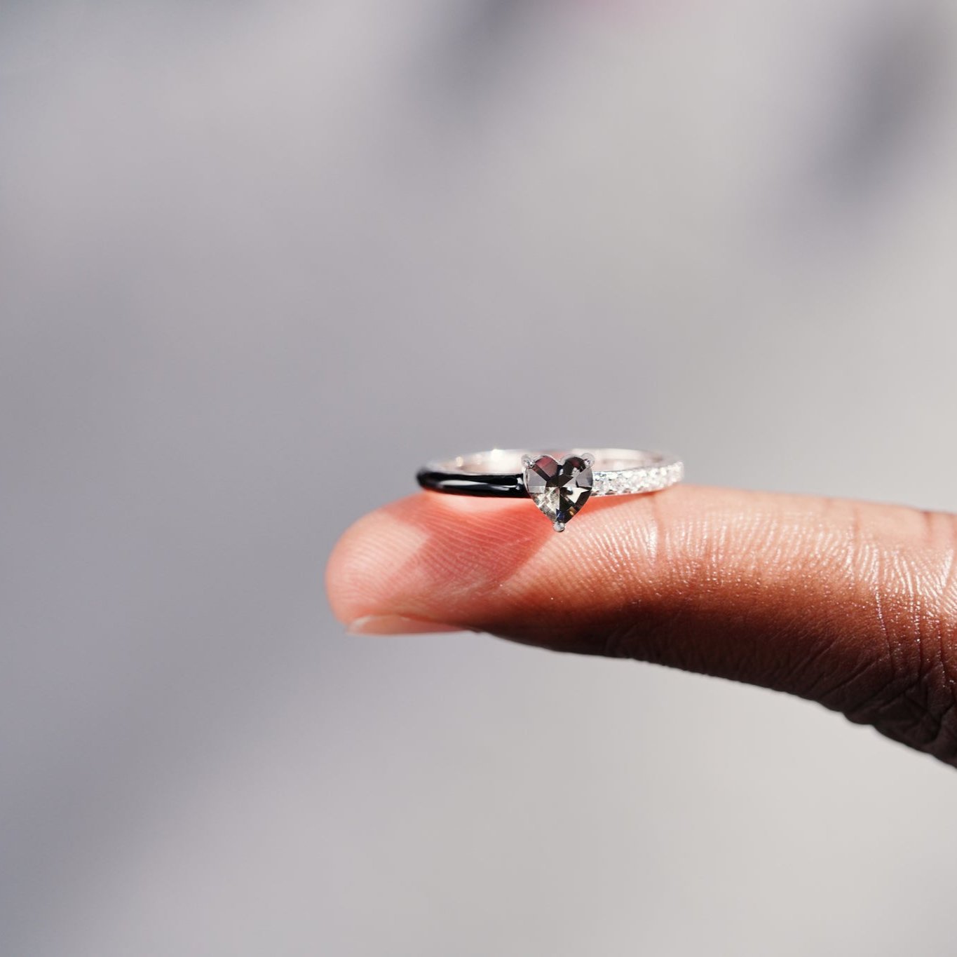 Midnight Heart Enamel Ring