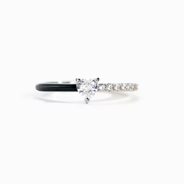 Midnight Heart Enamel Ring