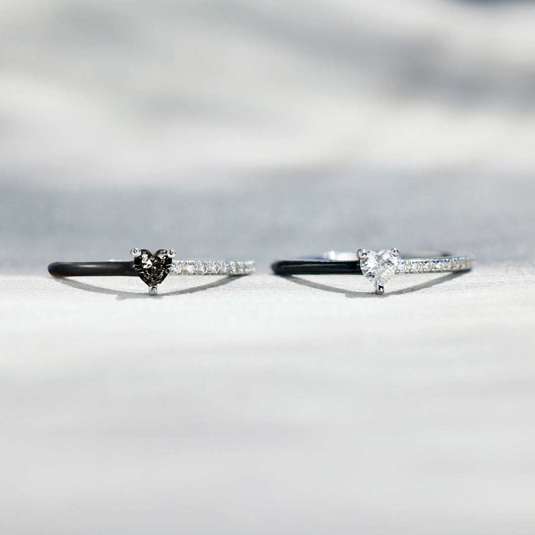 Midnight Heart Enamel Ring